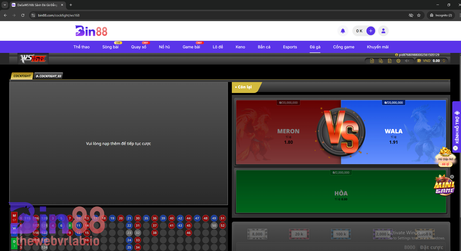Các loại hình đá gà tại BIN88