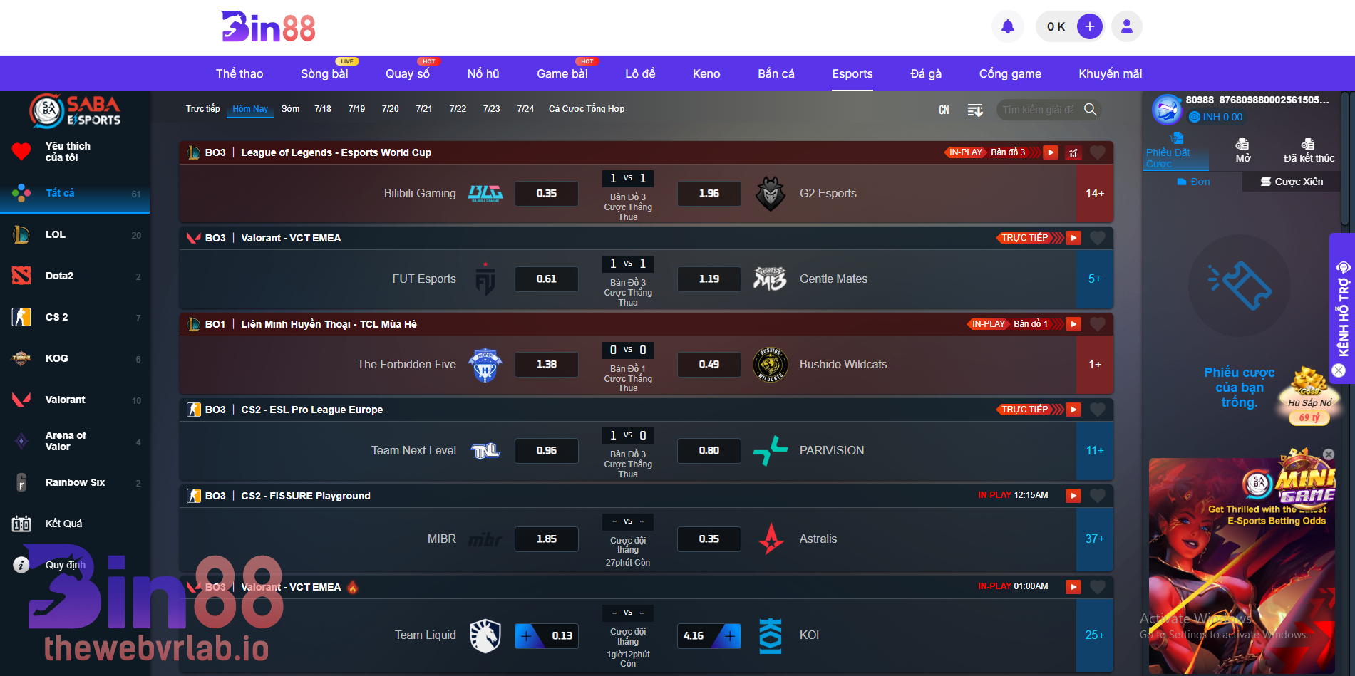 Giới thiệu tổng quan về Esports tại BIN88