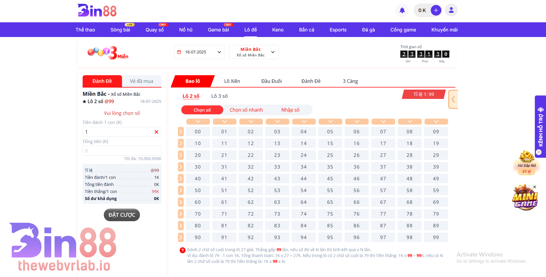 Hướng dẫn cách tham gia xổ số tại BIN88